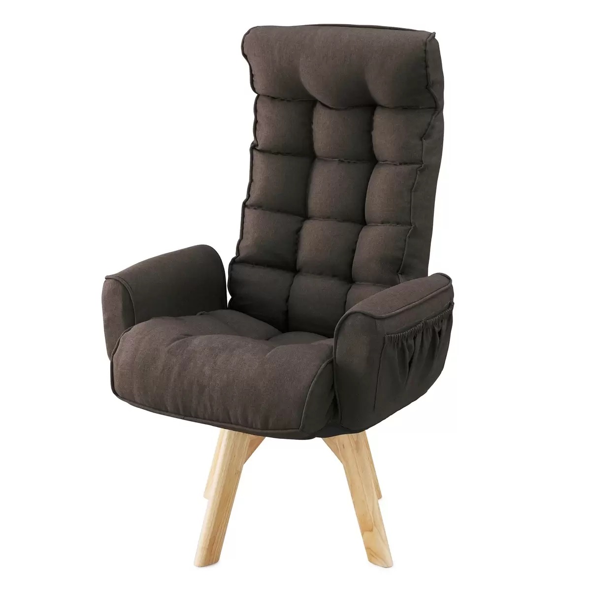 アイリスオーヤマ 回転ファブリックチェア ハイバック ブラウン IRIS OHYAMA Fabric Swivel Chair High-Back Brown