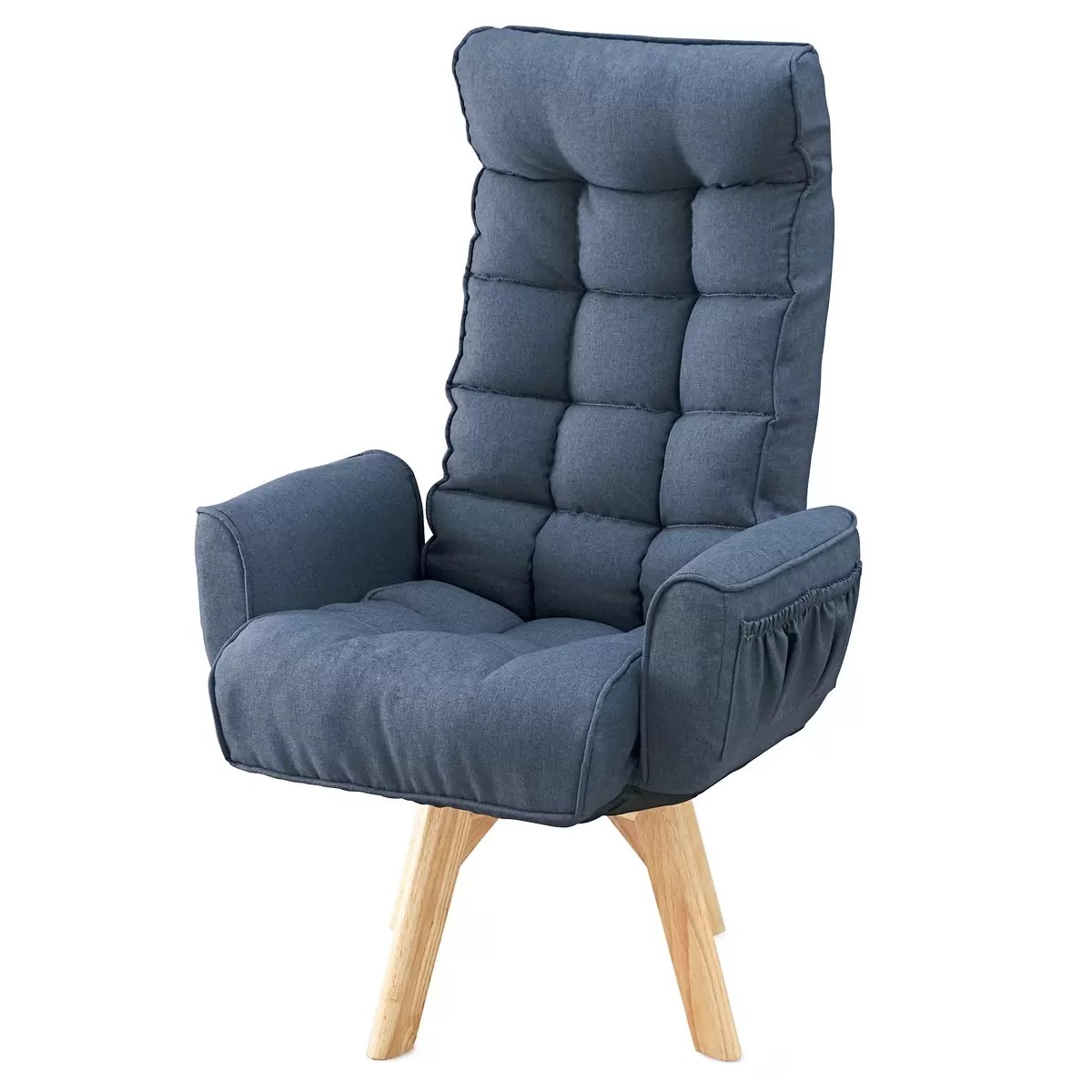 アイリスオーヤマ 回転ファブリックチェア ハイバック ブルー IRIS OHYAMA Fabric Swivel Chair High-Back Blue